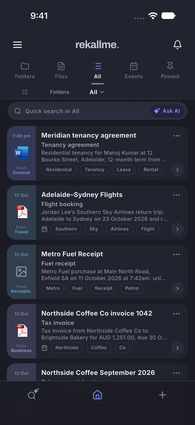 The All tab in the dark theme.